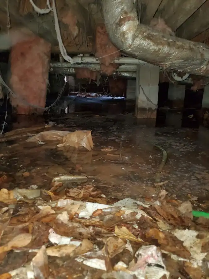 Crawl space flood assessment for Commercial Water Damage Restoration in Bridgeport